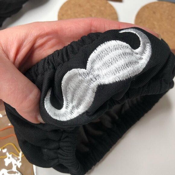 MOUSTACHE Lover BUNDLE - Scarf Erasers Coasters Pin Ring Steering Wheel Cover - Picture 5 of 15